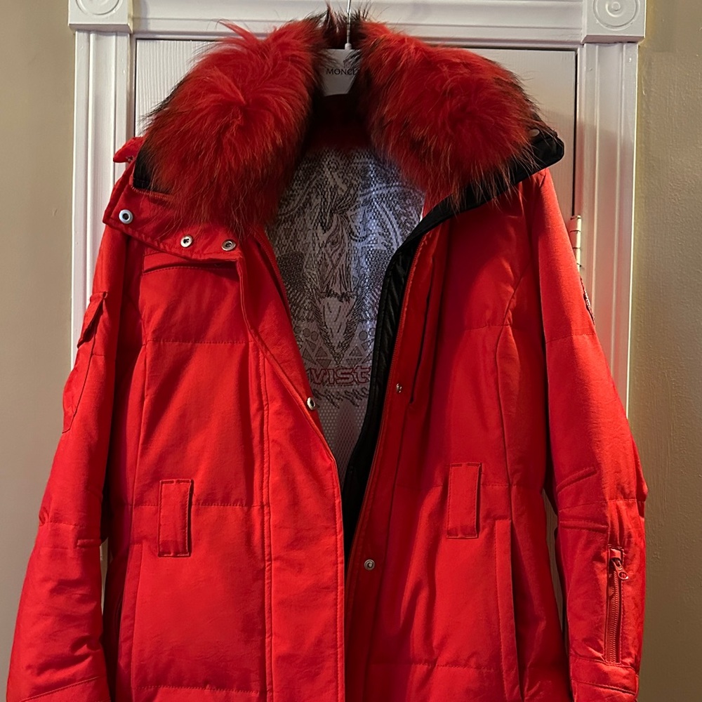 Stylish Red Parka with Faux Fur Hood